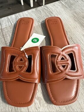a new day Tan Cutout Knot Slide Sandals